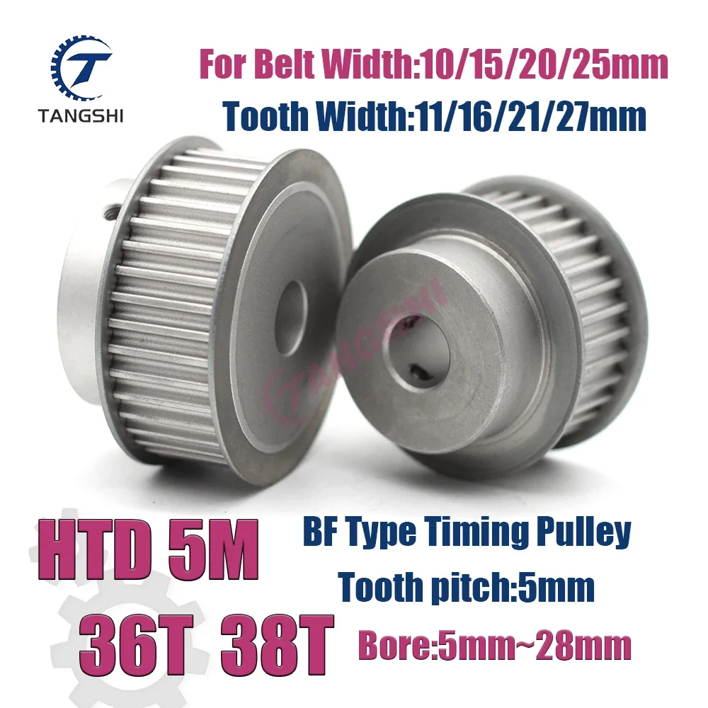 HTD 5M 36 Teeth 38 Teeth Synchronous Timing Pulley Bore 5mm to 28mm for Width 10/15/20/25mm Belt 5M-36T 5M-38T Timing Pulley