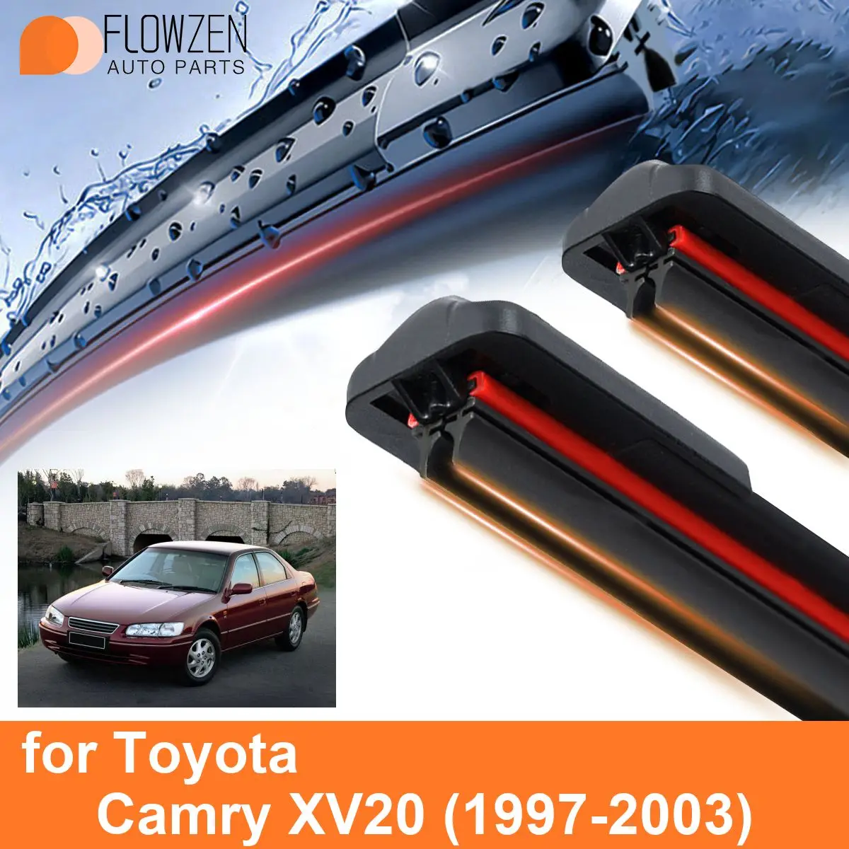 Car Windshield Wiper Blades for Toyota Camry XV20 Double Rubber Frameless Bracketless WipersSoft Accessories