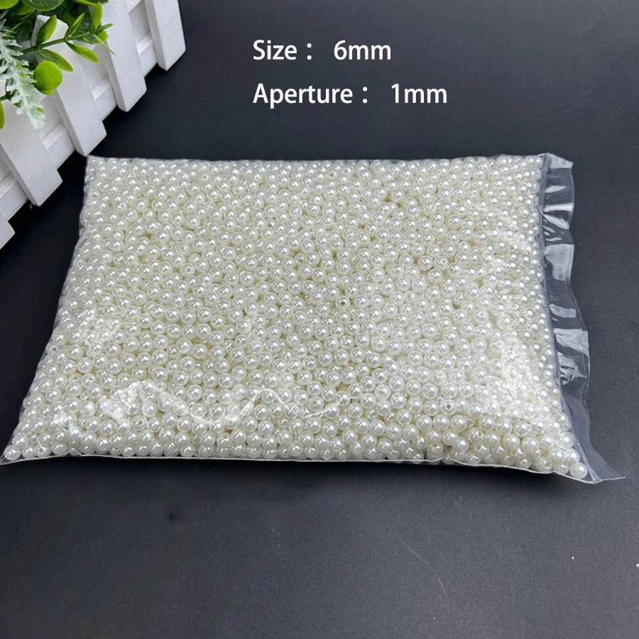 Wholesale 200Pcs Imitation Pearl 4/6/8/10/12mm Round White Beads For DIY Bracelet Necklace Anklet Phone Strap Economical