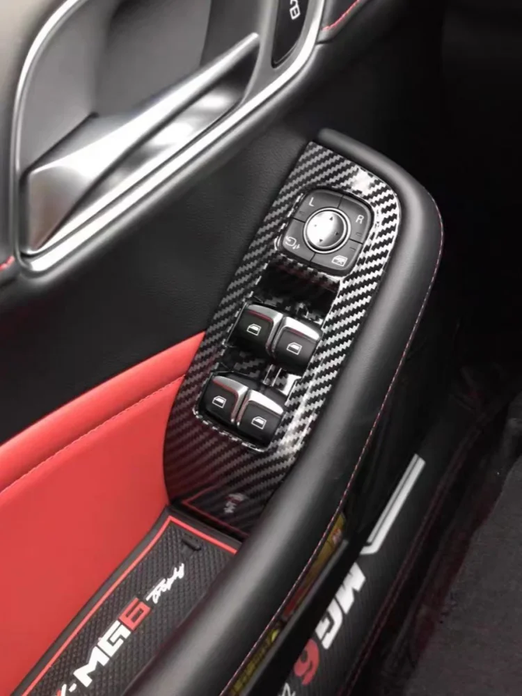 For Third Generation 2020-2022 MG6 ABS Carbon/Red Car glass switch gear panel Decorative cover interior Car accessories