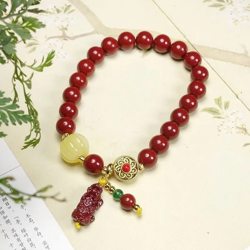 Cinnabar Purple Gold Bracelet Pumpkin Pixiu Benmei Year Transfer Bracelet Gift Chinese Style