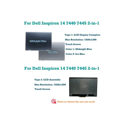 Brand New 14''For Dell Inspiron 14 7440 7445 2-in-1 FHD 1920x1200 Touch Screen LCD Display Complete  Assembly Upper Parts
