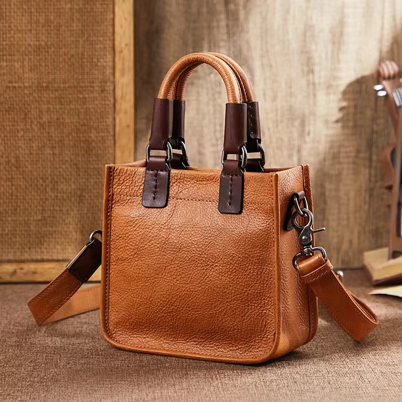 New Women\'s Handbag Leather First Layer Cowhide Single Shoulder Messenger Bag Fashion Composite Bag