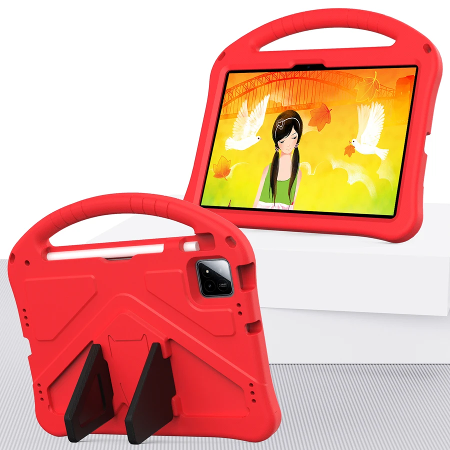 

Чехол для планшета с подставкой и ручкой для Xiaomi Mi Pad 7 6 5 Pro Redmi SE 8,7 11 Pro 12,1, 11,2 дюйма, противоударный чехол для детей