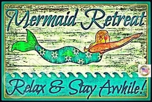 WORLDS GREATEST SIGNS! METAL SIGN 8X12 MERMAID TIKI BAR LUAU BEACH POOL DECOR