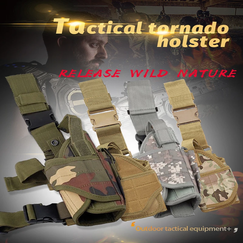 Tactical Universal Drop Leg Gun Nylon Holster Tornado Leg Holster Right Hand Gun Carry Pouch Pistol Handgun Thigh Holster