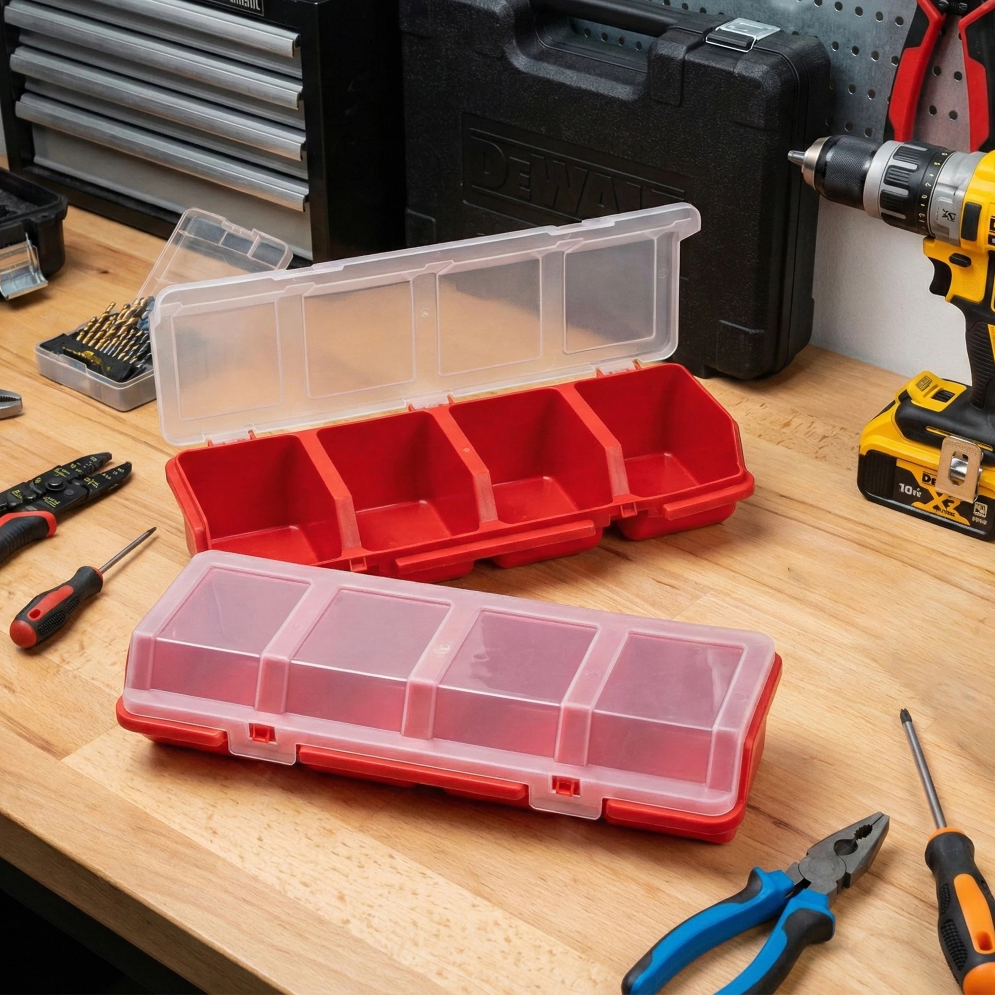Multi-Compartment Organizer Box For Screws & Small Parts - Durable Plastic Hardware And Jewelry Storage Case
