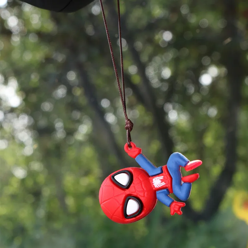 Anime Spider-Man Q Version Kawaii Action Figure PVC Model Toys Doll Car Rearview Mirror Pendant Decoration Collectible Gifts