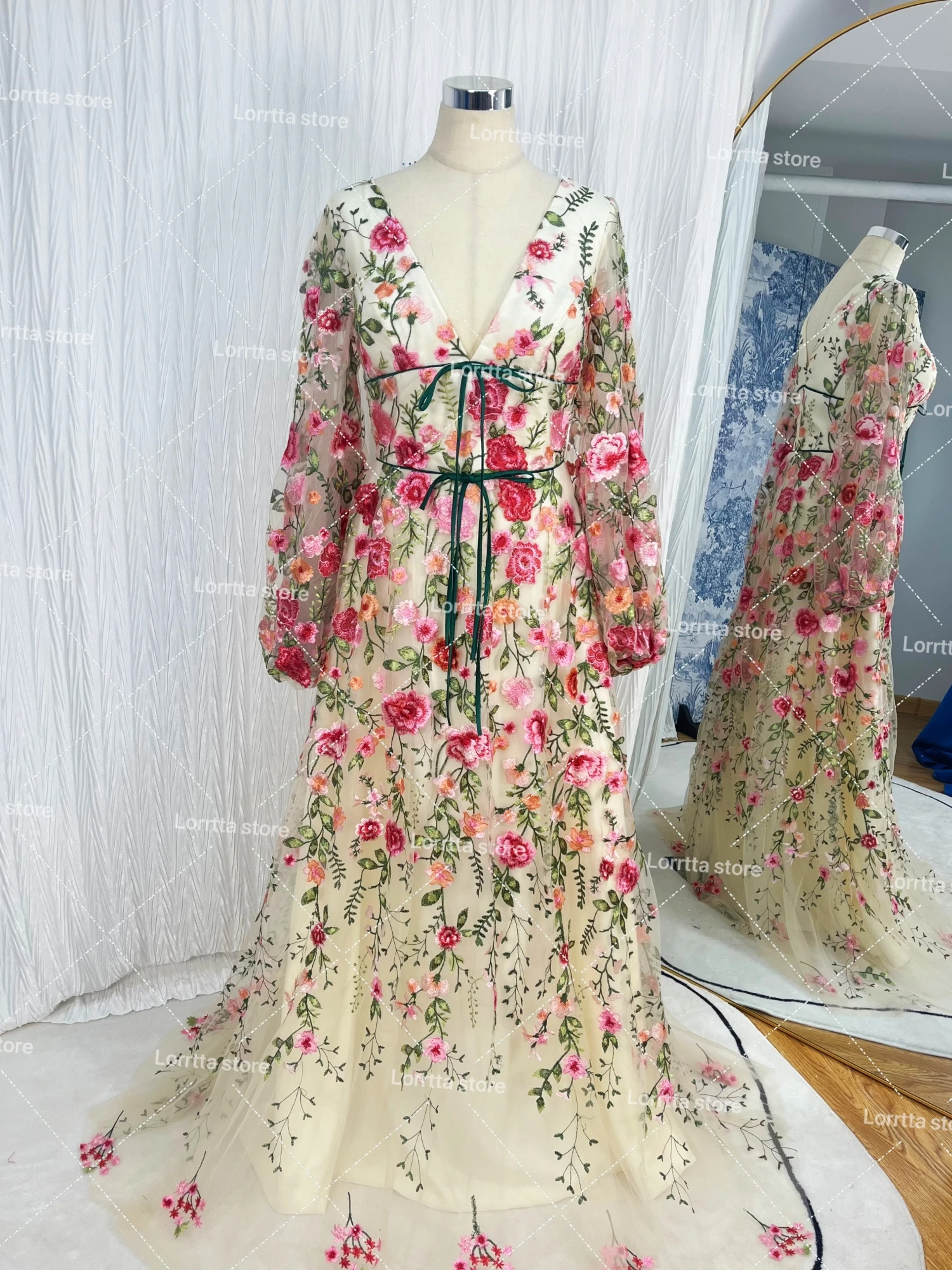 Wedding Party Evening Dress Line A Ball Gown Flower Embroidery Robe Soiree De Luxe Customized Dresses Gala Prom Elegant Women