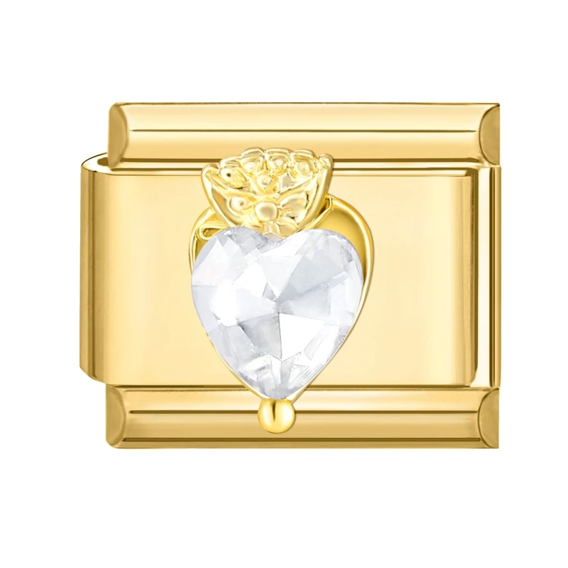 أزياء بسيطة ملونة الزركون فراشة القلب الذهب اللون الإيطالية سحر الروابط صالح 9 مللي متر سوار الفولاذ المقاوم للصدأ صنع المجوهرات #3