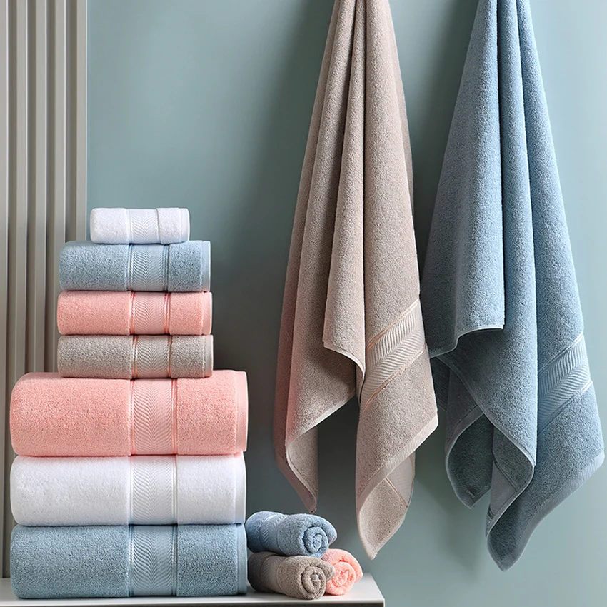 Luxury Pure Cotton Towels Solid Color Face Hand Bath Towel Soft Thick Large for Adults Kids Home Bathroom Spa Toalla Serviette