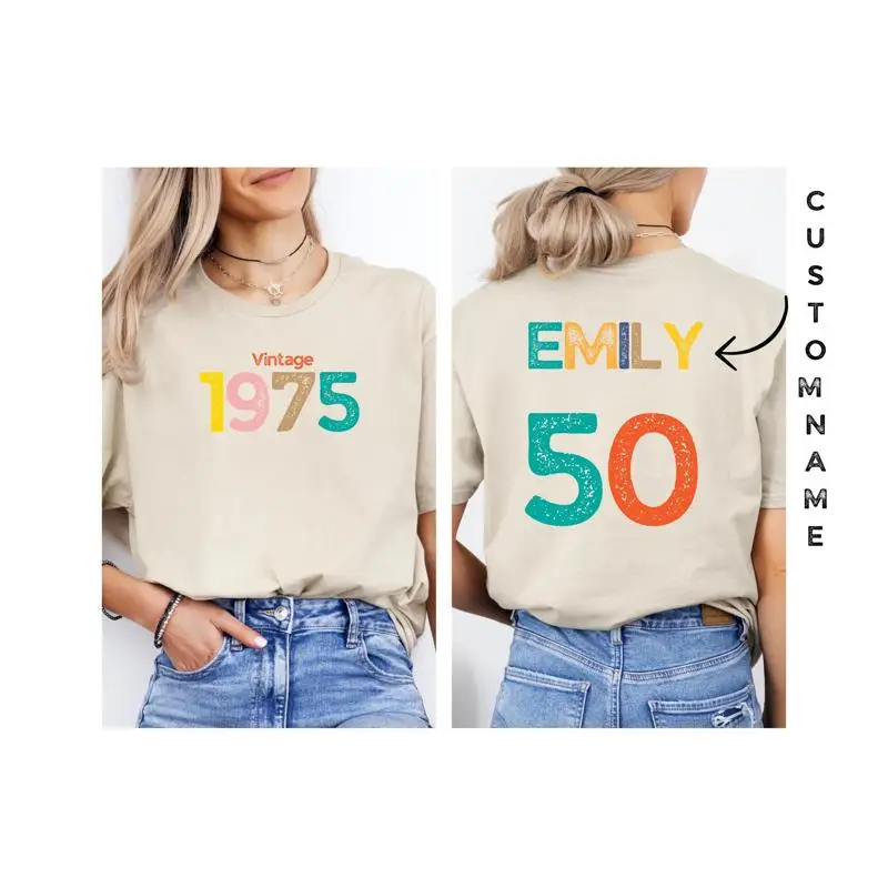 تي شيرت هدية عيد الميلاد الخمسين 1975 عتيق 50 عامًا من كونها مخصصًا رائعًا #1