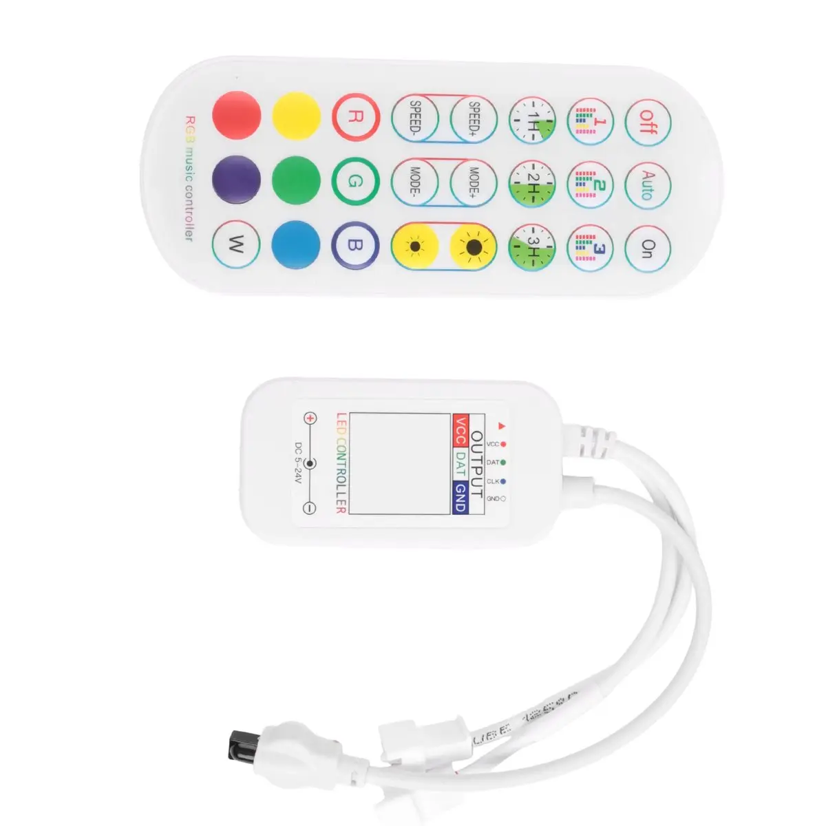 A14G WS2812B Bluetooth Controller for Addressable LED Strip Light 5050 RGB LED Tape 24Key Remote Music Smart Controller