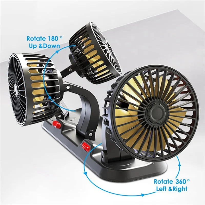 Fan for Car Three-Head Fan for SUVs USB Cooling Air Small Personal Fan 2 Speeds Electric Fan for Truck Vehicle images - 6