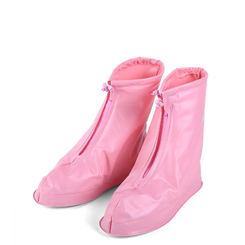 

Reusable Wear Resistant Zip Closure Rainproof Shoe Covers Children Pink Size Xl Non-Slip Waterproof Overshoes Shoe Protector
