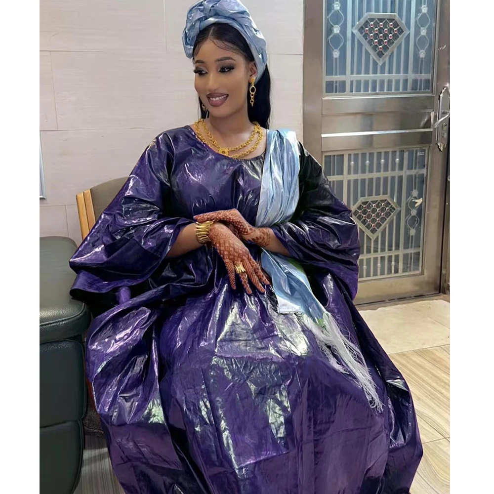 فساتين بازان الثراء الأفريقية الأصلية مع تطريز مزيج الحجم النيجيري للنساء لحفلات الزفاف Dashiki فساتين حوض أصلية مع وشاح