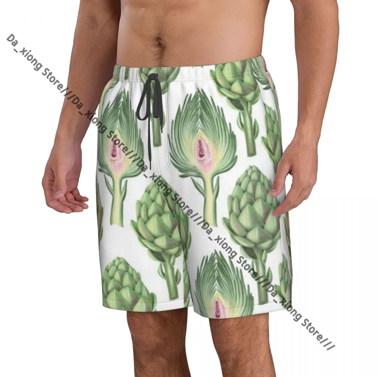 Men Beach Short Quick-drying Swimming Trunk Watercolor Artichoke Pattern Swimwear Swimsuit Bathing Shorts