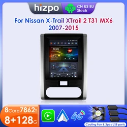 Hizpo For Tesla Style Android 13 Car Radio for Nissan X-Trail Xtrail 2 T31 MX6 2007 Multimedia Player 2 Din Stereo Carplay GPS