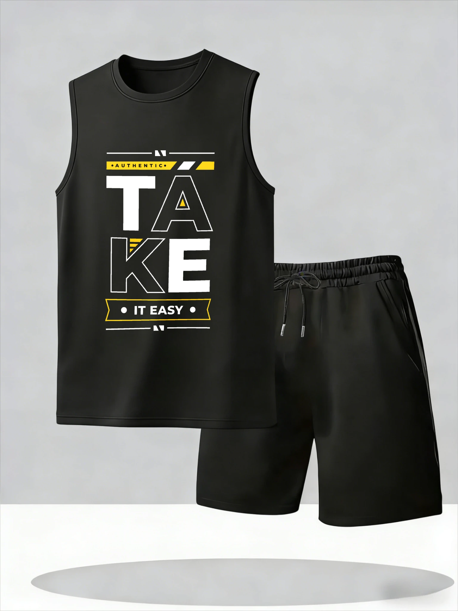 

Men's Tank Top Sets 2026 Summer Thin Quick Dry seaside sports sports suits beach oversize Tracksuit men Breathable crewneck