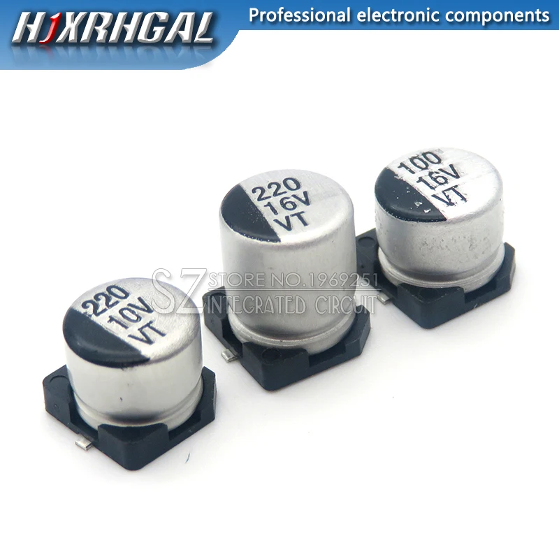 10pcs SMD 6.3V 10V 16V 25V 35V 50V Aluminum Electrolytic Capacitor 1UF 2.2UF 10UF 22UF 33UF 47UF 100UF 220UF 330UF 470UF 1000UF