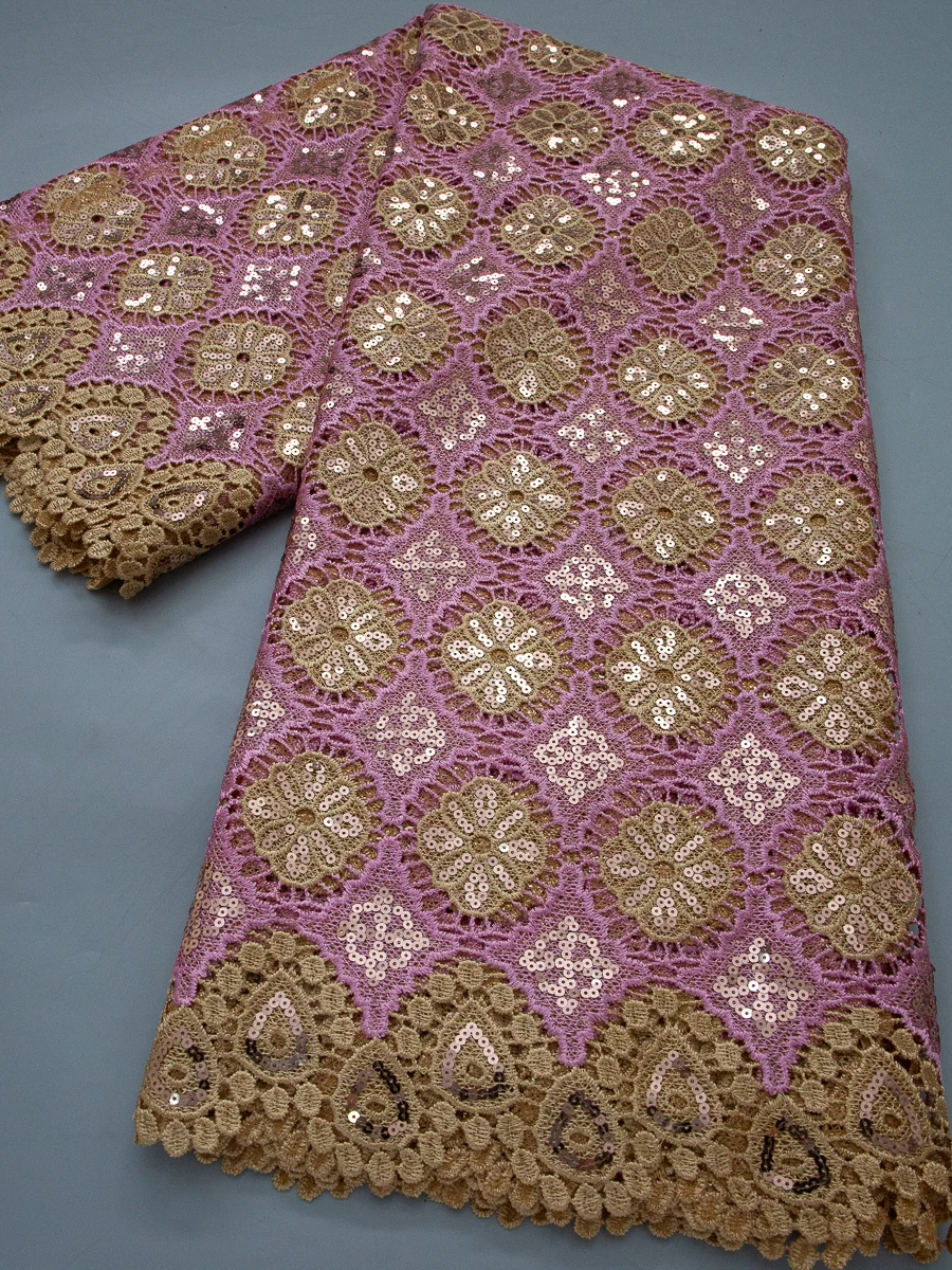 

Нигерийское гипюровое кружево, африканская вышитая ткань, высокое качество 2026 года, для элегантных женских вечерних нарядов, для шитья, 5 ярдов, 4813