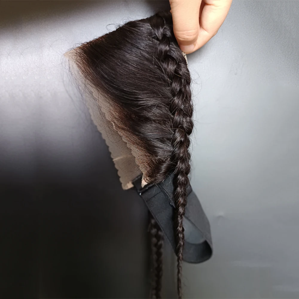 プレカット目に見えない 13X4 レースフロント三つ編みレースフロント事前摘み取られた 100% 人毛 12-18 インチブラジルバージンヘア