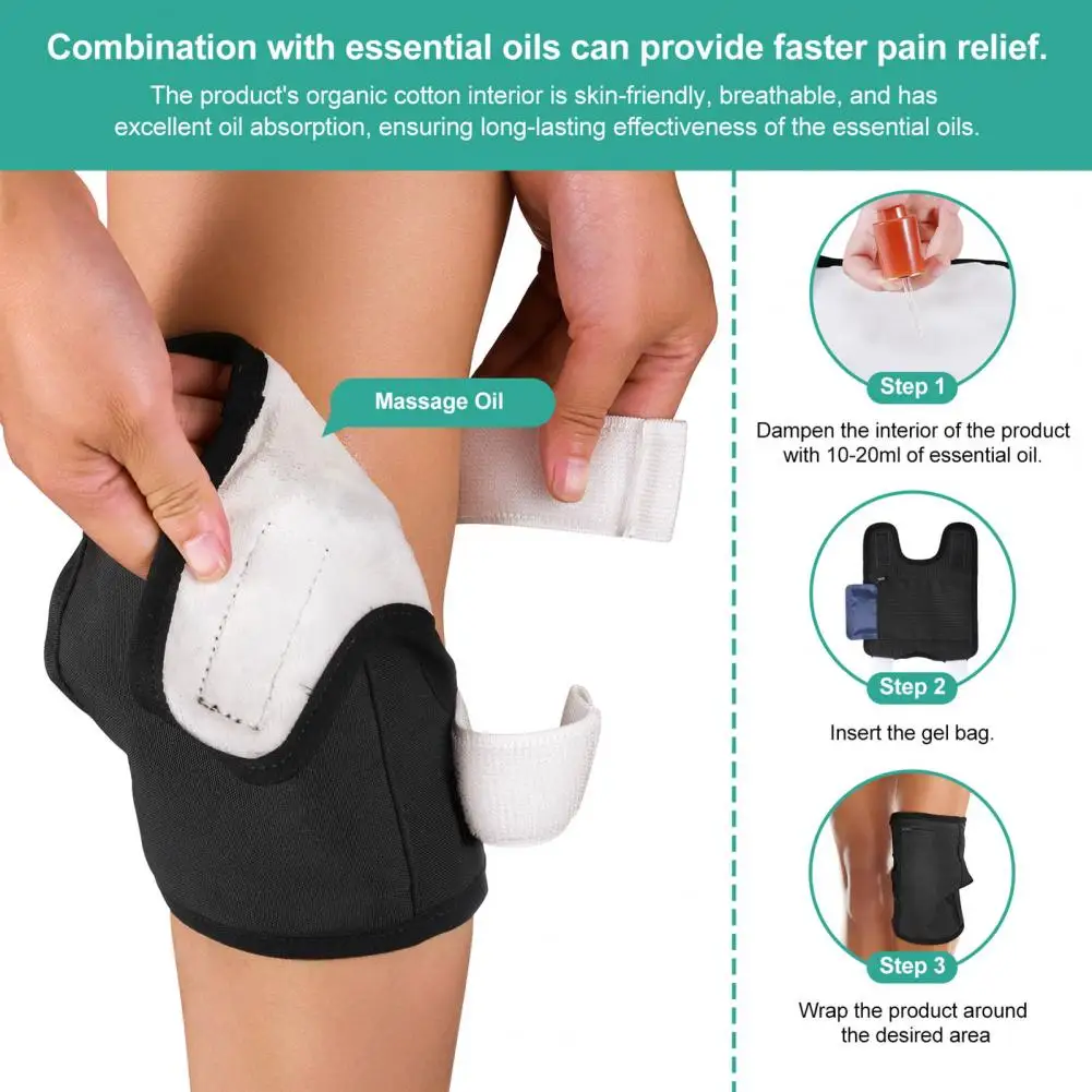 1Pc Knee Pad with Gel Pocket Cotton Lining Band Heat Therapy Ice Compress Pain Relief Knee Compression Wrap Guard Protector