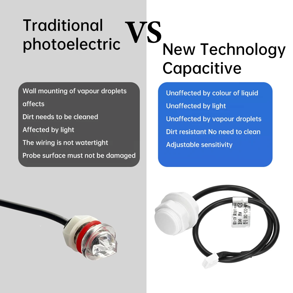 XKC Y20 Liquid Level Sensor Switch Detector Contact Photoelectric Water Level Sensor Switch Flowmeter DC5-12V V/NPN Control