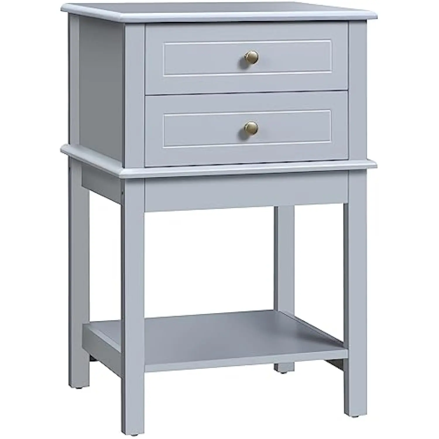 

Side Table with 2 Storage Drawers, Modern End Table with Bottom Shelf for Living Room, Home Office, Grey