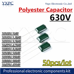 50pcs 630V Polyester Film Capacitor 2J102J 2J152J 2J222J 2J472J 2J682J 2J103J 2J223J 2J333J 2J473J 1NF 1.5NF 2.2NF 4.7NF 6.8NF