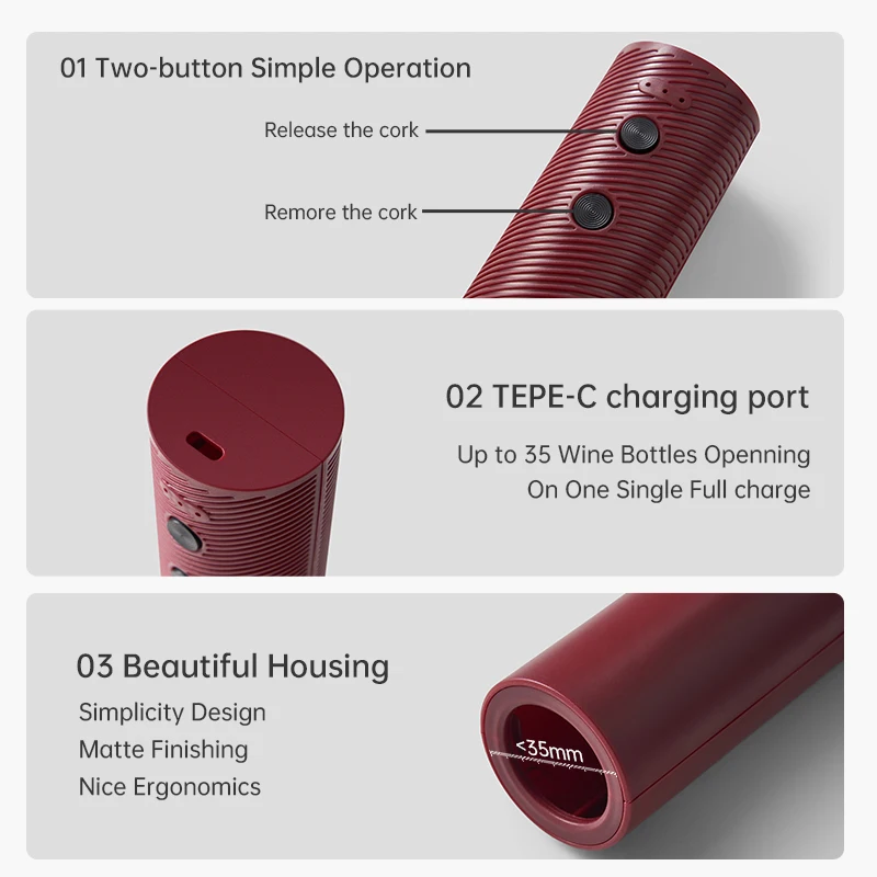 Abridor de vino eléctrico recargable por USB, abrebotellas automático con batería grande, sin esfuerzo, para cocina, BarTools, regalo de fiesta