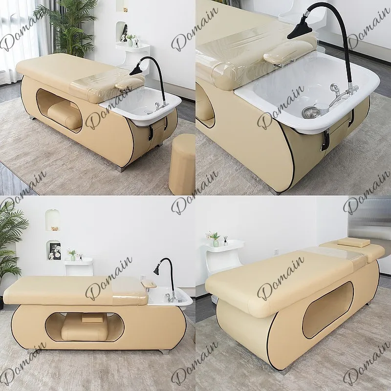 Ceramic Basin Head Spa Shampoo Bed Water Circulation Steam Hair Salon Barber Beauty Thai Massage Chair