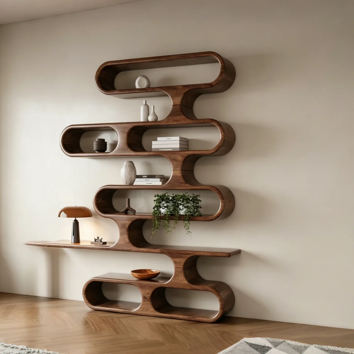Modern simple baking paint bookshelf wall-mounted shelf living room storage floor type