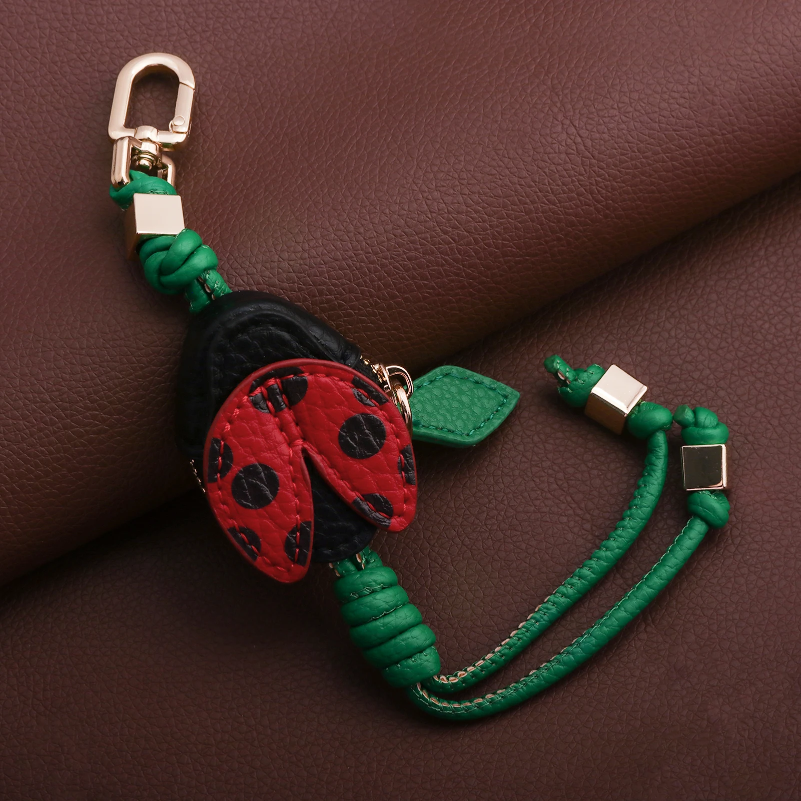 Echtes Leder Bienen-Marienkäfer-Schmetterling Mini-Münzbörse Schlüsselanhänger Niedlicher Tier-Taschenanhänger Auto-Hängedekoration Geschenk für Frauen – Detail 7