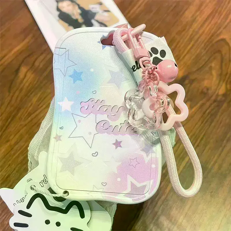 Student School Card Protective Cover With Star Pendant Keychain Photo Card Display Backpack Small Pendant ID Card Holder