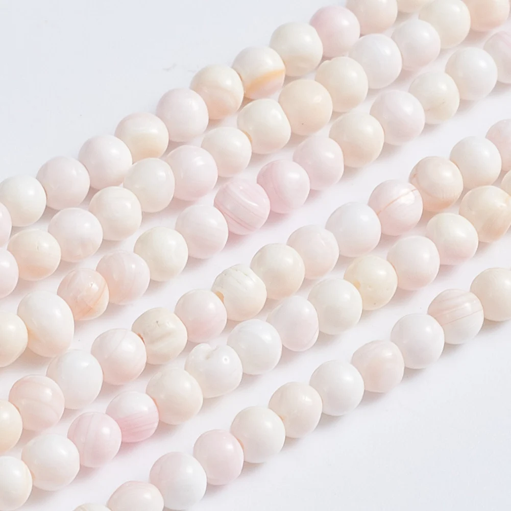 2.5~3mm/4~4.5mm/5~5.5mm 5 Strands Natural Pink Shell Round Beads Spacer Beads For Handmade Necklace Bracelet Jewelry Making