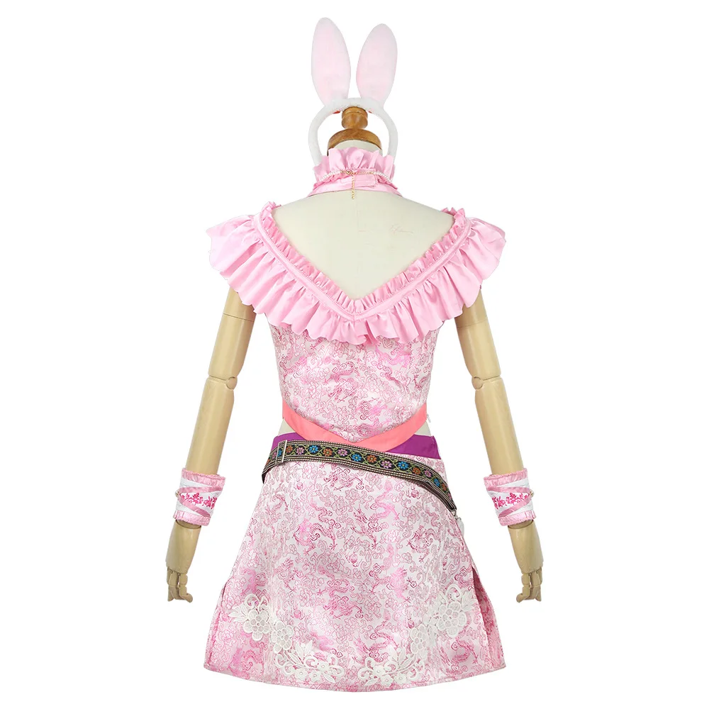 Anime Coelho Traje Halloween Cosplay Mulheres Lolita Pink Bunny Party Role Fancy Dress Summer Princess Dress