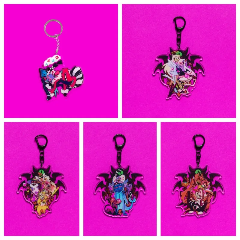 LLavero de hombre The Inn of Hell, llavero de acrílico Vaggie para mujer, colgante de polvo de Ángel, abalorio de fiesta, regalo para Amiga Vox Valentino