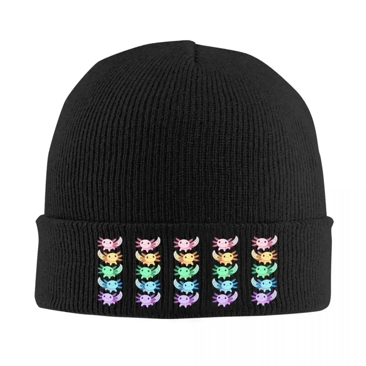 Rainbow Axolotl Warm Knitted Cap Hip Hop Bonnet Hat Autumn Winter Outdoor Beanies Hats For Unisex Adult