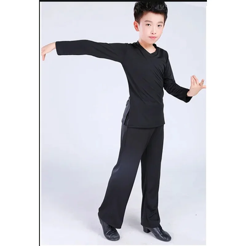 Boy Latin Dancewear Latin Dance Exercise clothes Ruffly Ballroom Stage Modern Boys Latin Dance training Clothes Shirt pants sets