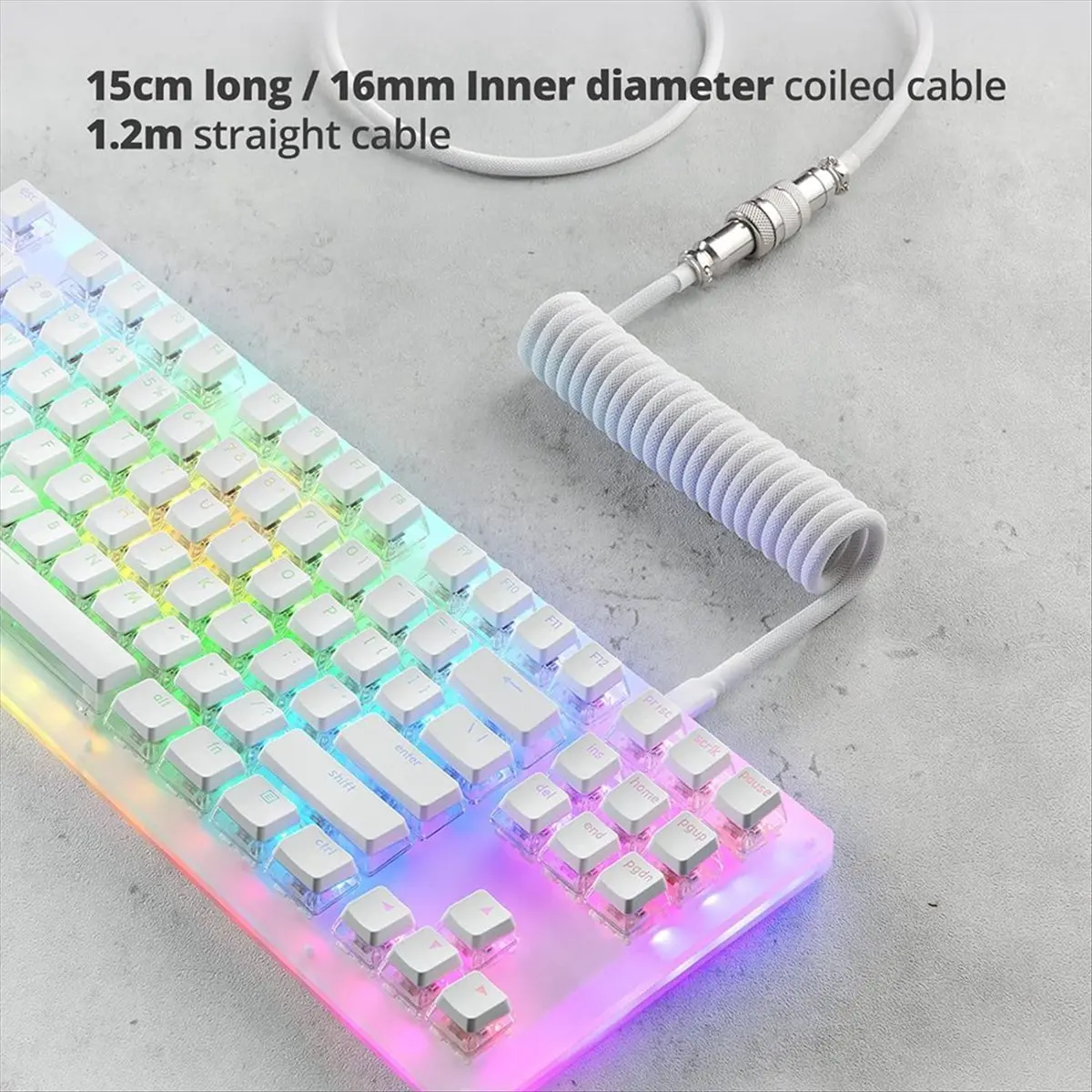 AAAE USB Type-C Cable for Gaming Keyboards, Double Sleeved Mechanical Keyboard Cable, Mechanical Keyboard Custom Coiled Cable