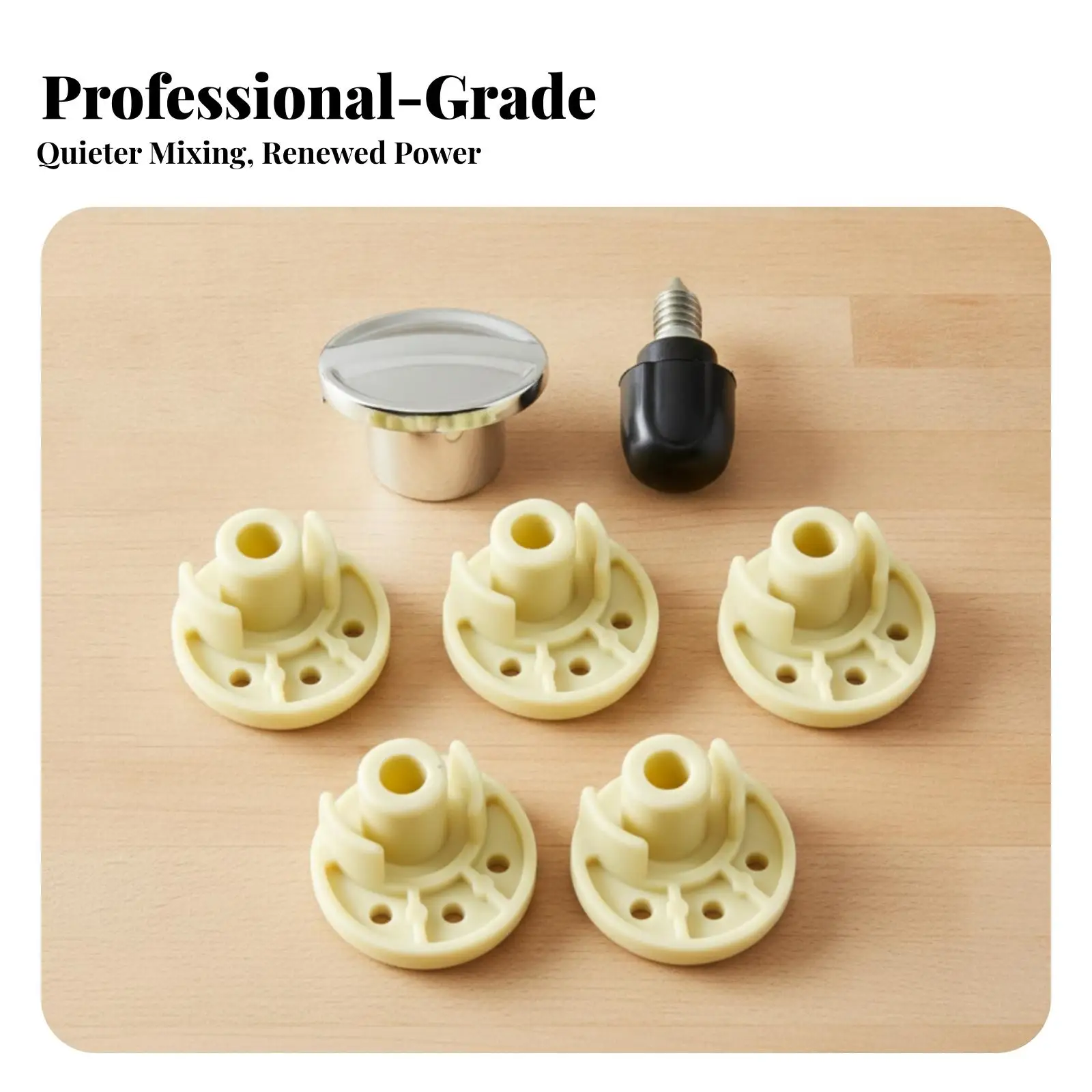 Stand Mixer Rubber Foot Pad Replacement Kit with Zinc Alloy Hub Cap and Threaded Knob for Kitchenaid Artisan