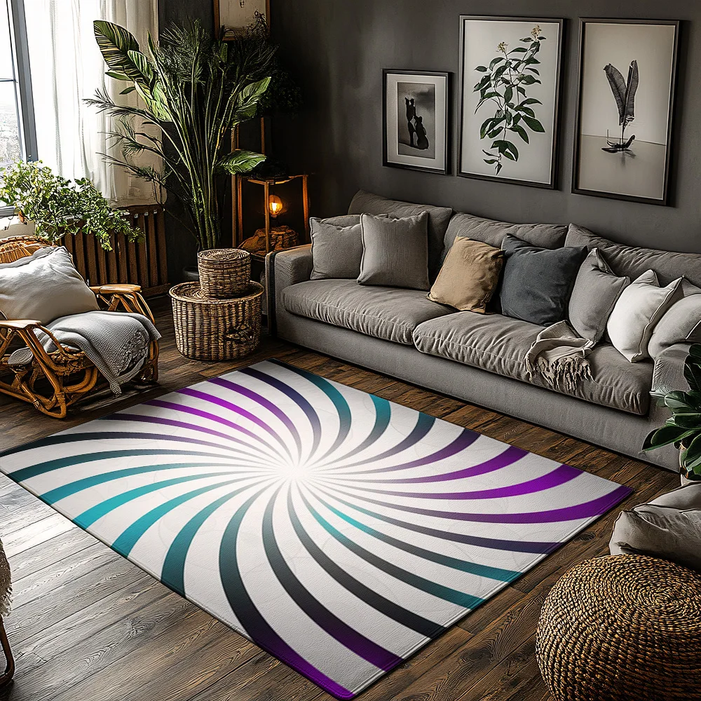 

Полосатый круглый ковер Tuniu, нескользящий домашний декор, домашний и уличный коврик, напольный коврик для гостиной