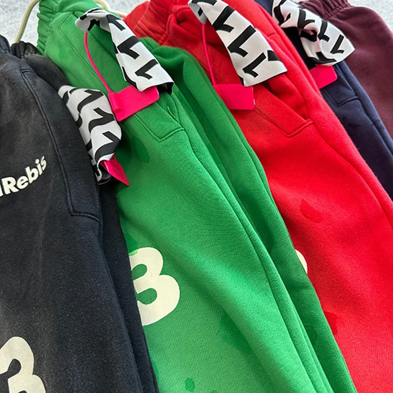 Red Black Green Blue Vintage Washed Old Worn Out RRR123 Sweatpants Men Women 1:1 Tags Jogger Drawstring Pants Oversized Trousers