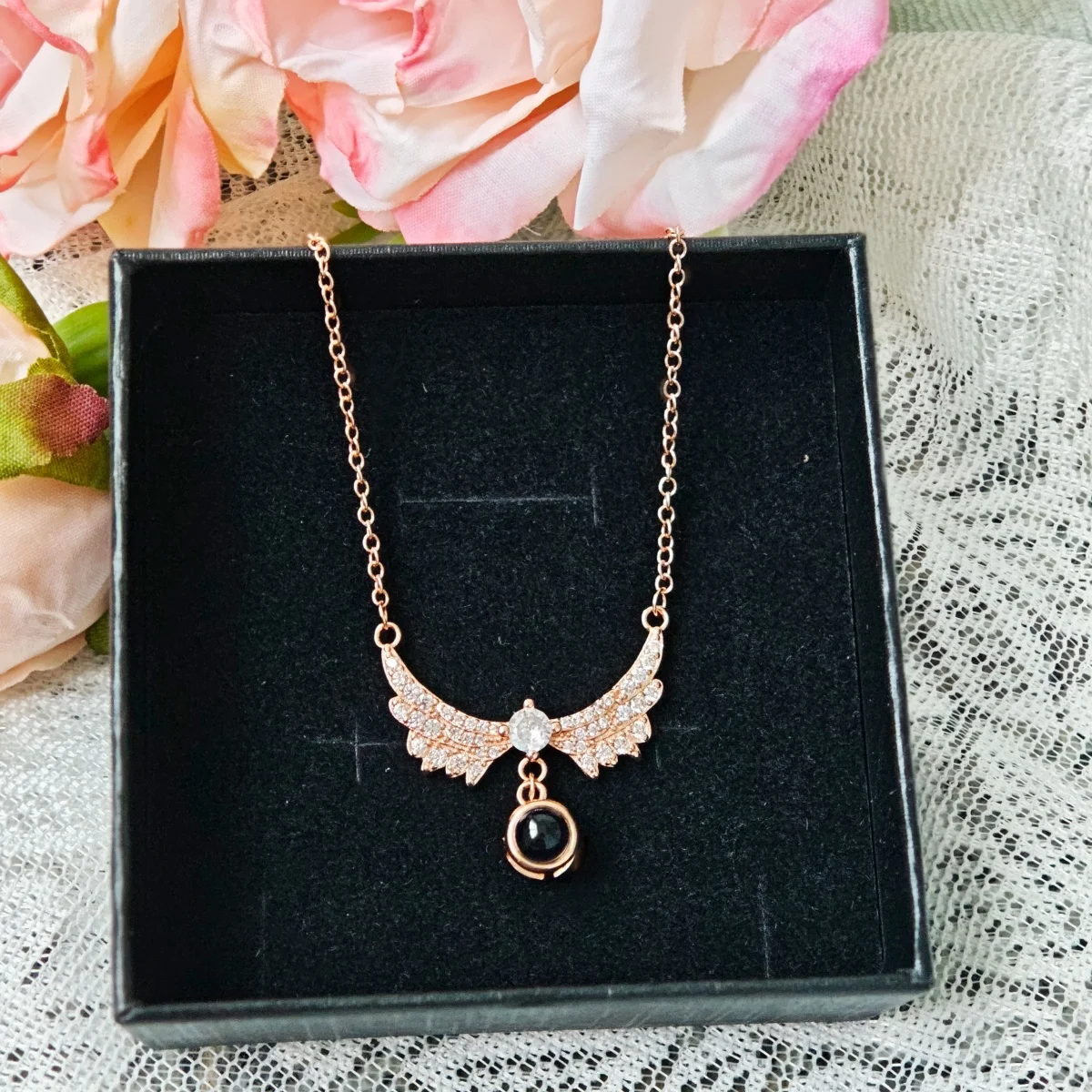 

Фотопроекция, ожерелье с крыльями ангела, персонализированное ожерелье с фотопроекцией, мужские и женские ювелирные изделия на годовщину, подарок