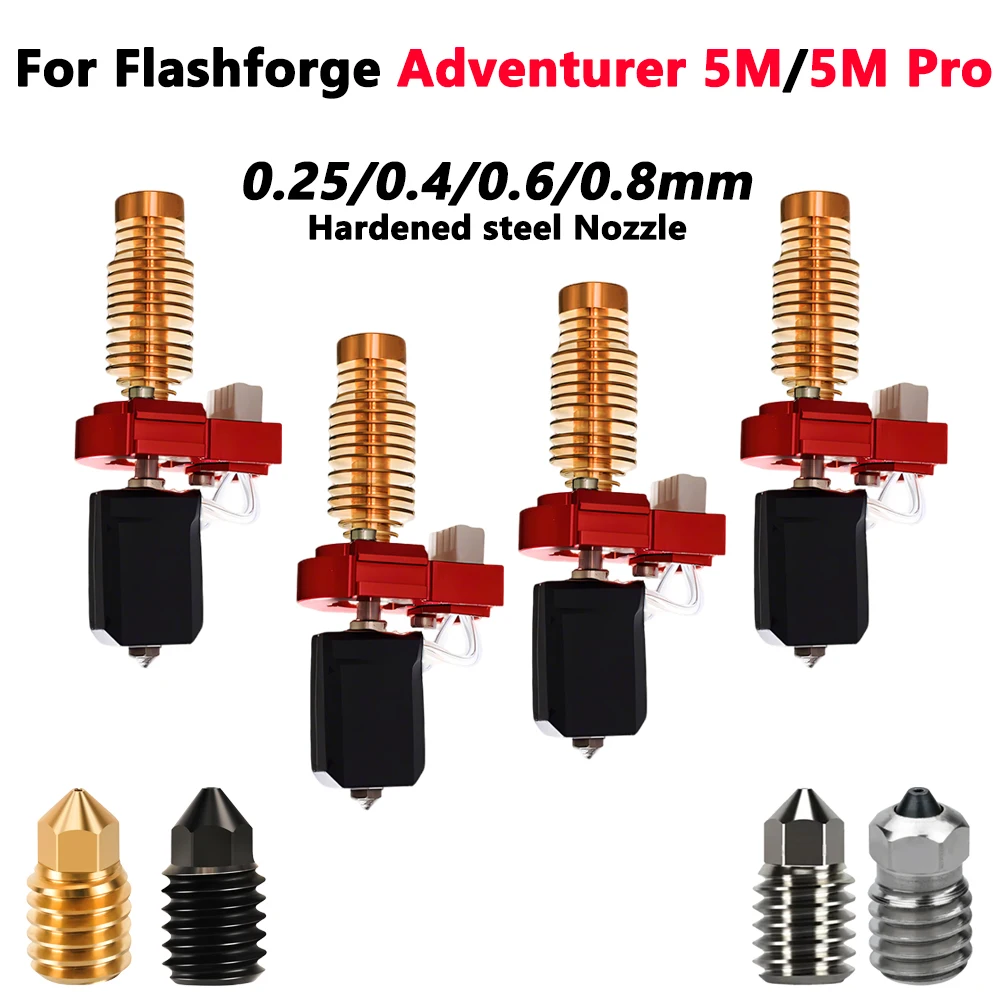 

Новейший обновленный комплект Hotend для Flashforge Adventurer 5M/5M Pro Hotend AD5M, комплект сопел, керамический нагревательный блок и сопло из твердой стали