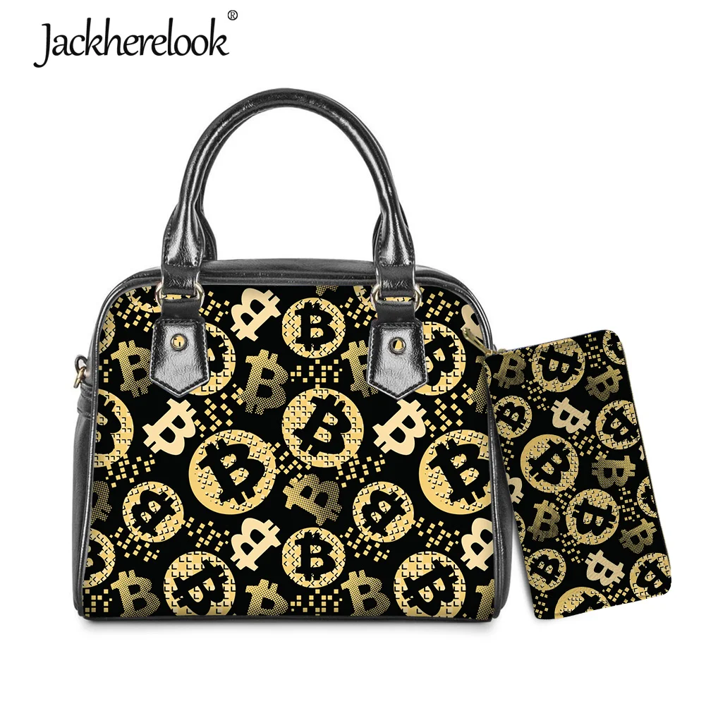 

Jackherelook Large Capacity Leather Handbags For Females Bitcoin Connection Pattern Hot Sell Ladies Shopping Pu Tote Bolso Mujer