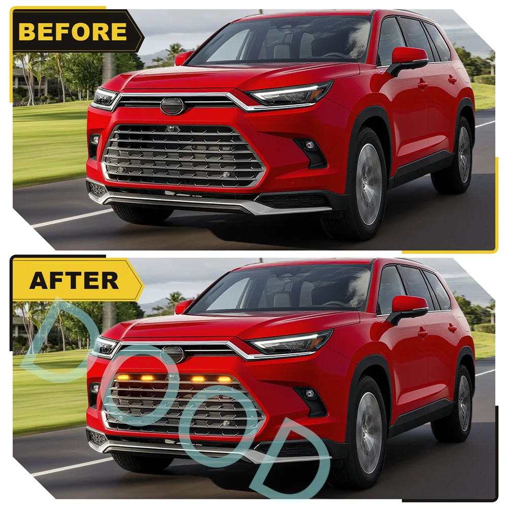 أضواء مصبغة شواء Led مناسبة لـ 2024 2025 2026 تويوتا جراند هايلاندر سباق الشوايات إكسسوارات مضيئة