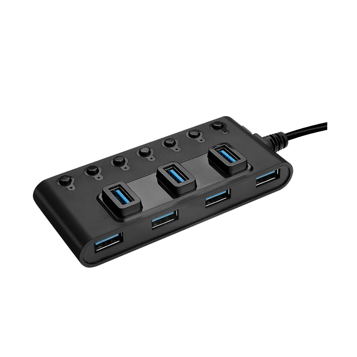 

7 Ports USB3.0 Hub Adapter Portable USB Hub Splitter with Switches Converter for Laptop PC Computer