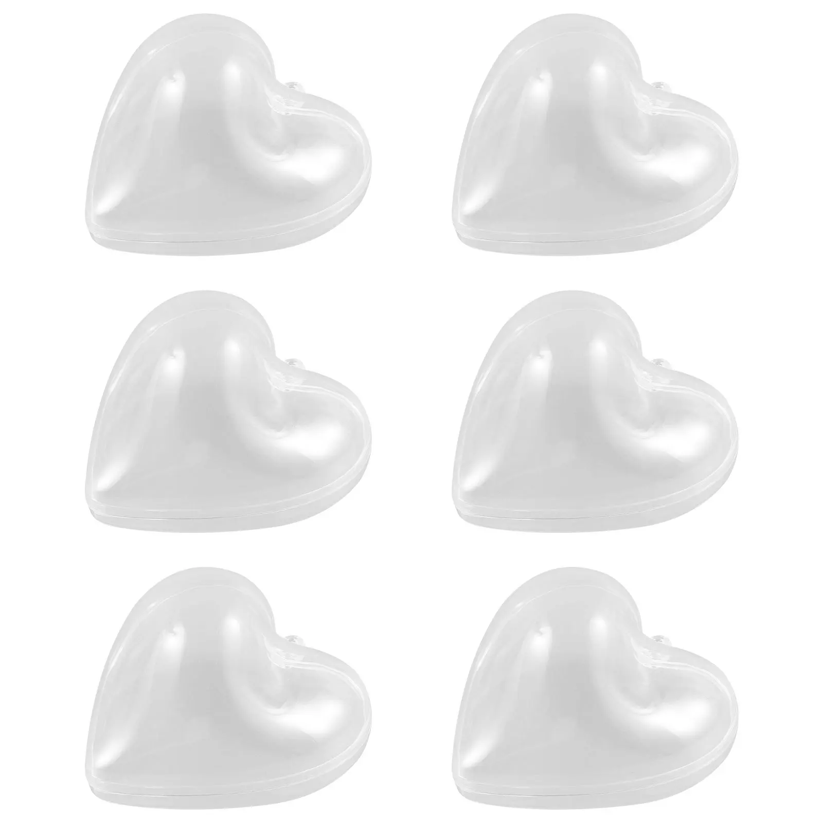 

6Pcs Heart Shaped Ornaments Clear Plastic Christmas Balls Fillable Hanging Decor for Holiday Wedding Party DIY Craft Decoration